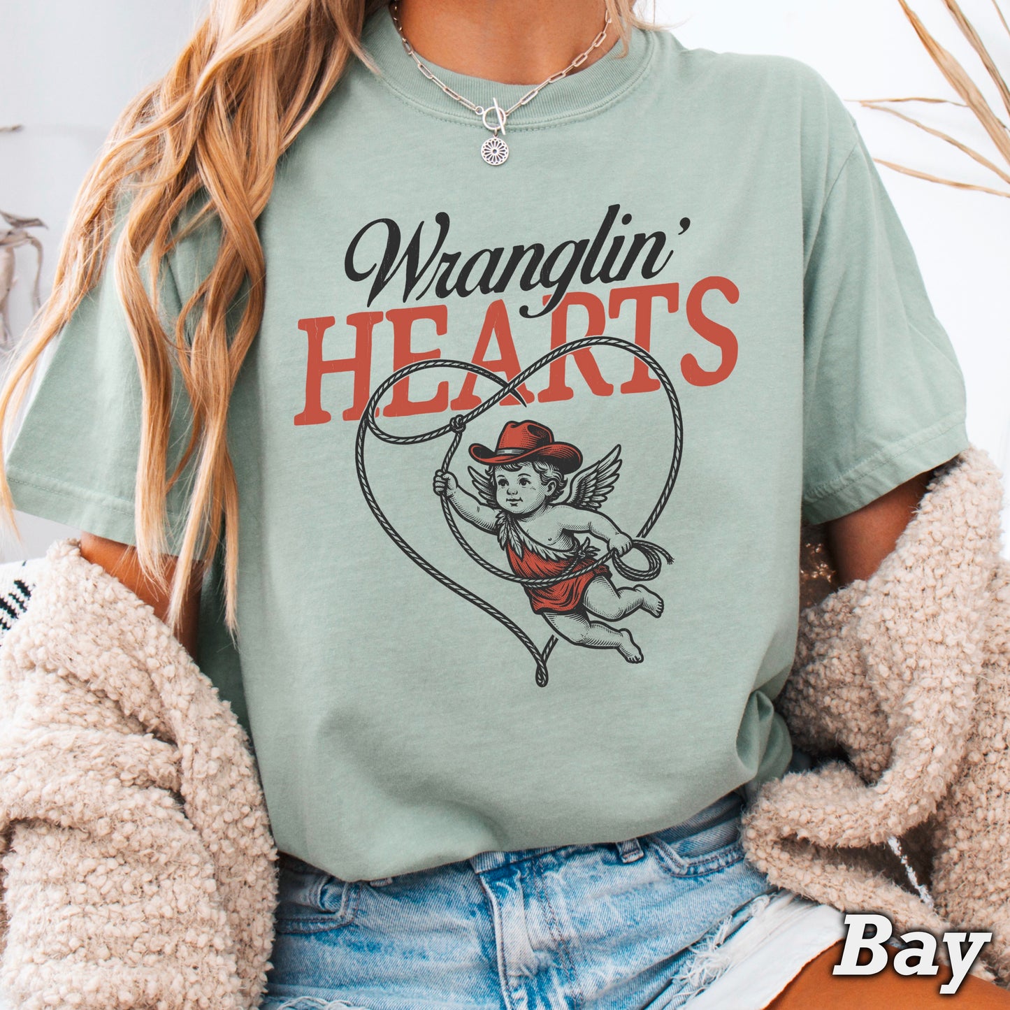 Wranglin Hearts Valentine’s Day Comfort Color Graphic Tee