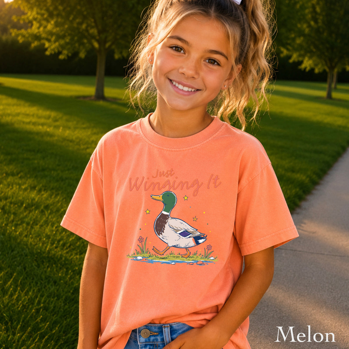 Just Winging It Mallard Duck  Youth Comfort Color T-Shirt