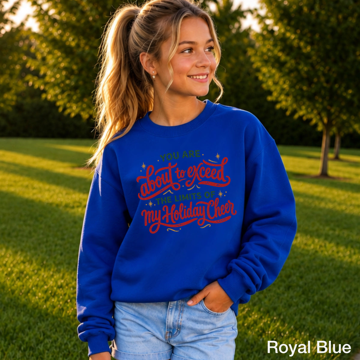 You Are About To Exceed My Limits Of Holiday Cheer Christmas Youth Crewneck Sweatshirt