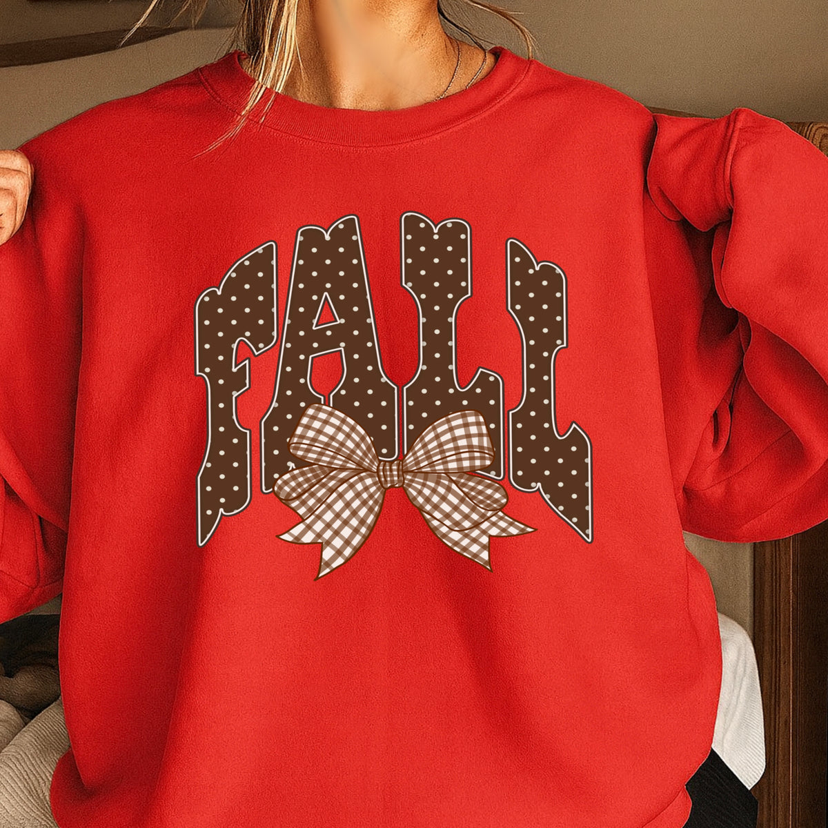 Fall Gingham Crewneck Sweatshirt