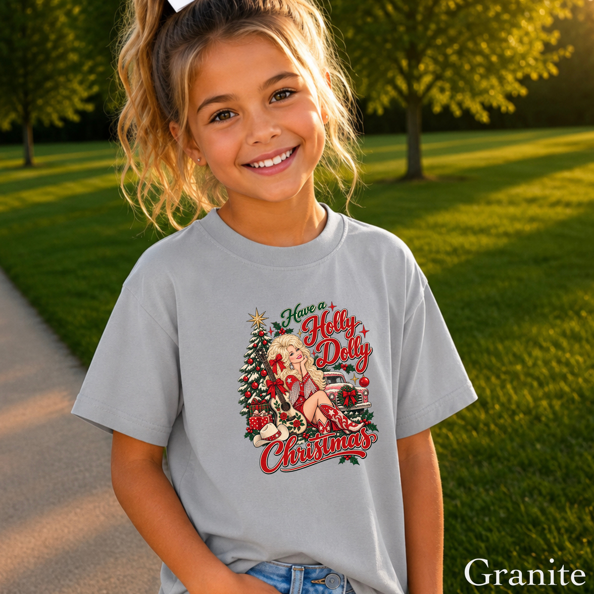 Have A Holly Christmas Youth Comfort Color T-Shirt