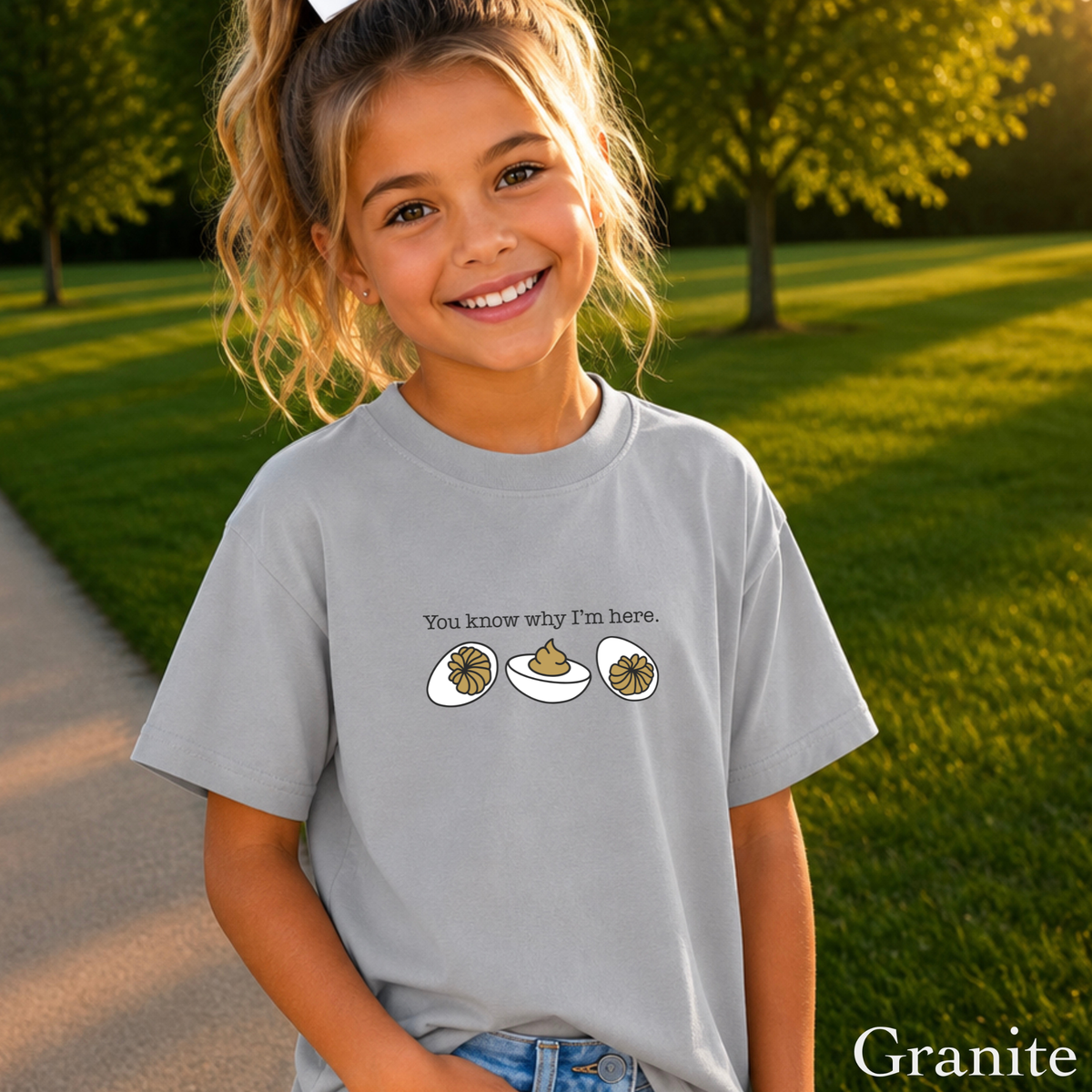 Deviled Eggs You Know Why I'm Here Youth Comfort Color T-Shirt