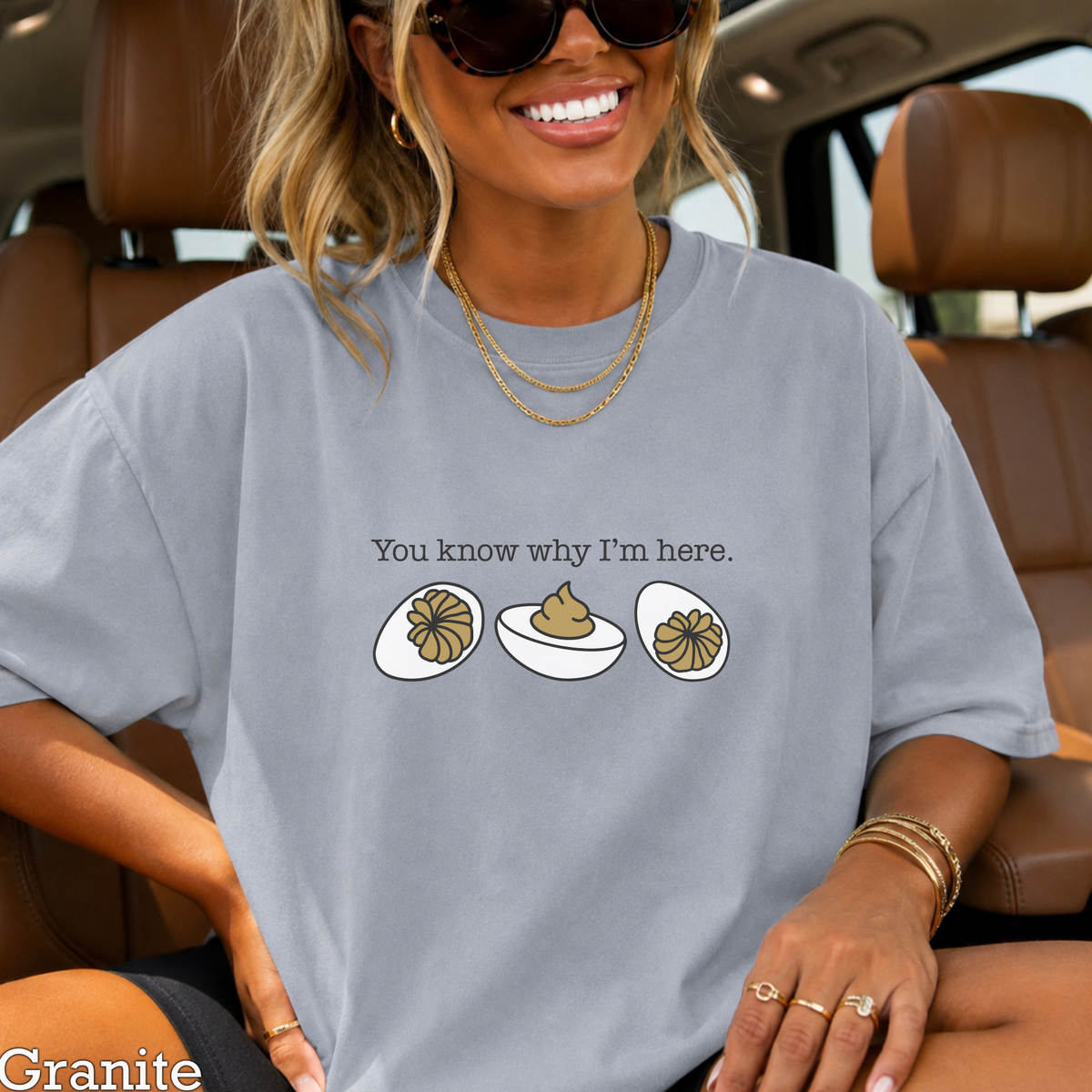 Deviled Eggs You Know Why I'm Here Comfort Color Graphic Tee