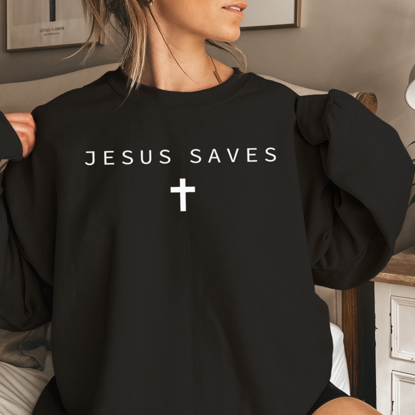 Jesus Saves Graphic Crewneck Sweatshirt