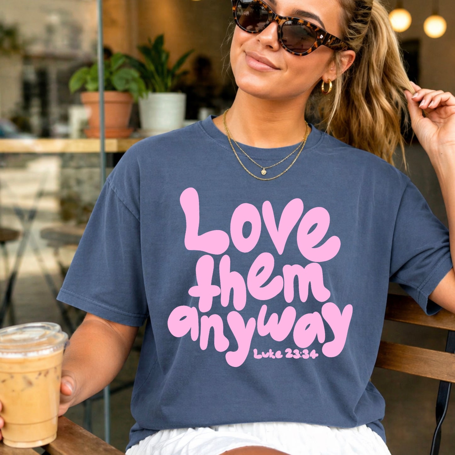 Love Them Anyway Christian Comfort Color Graphic Tee