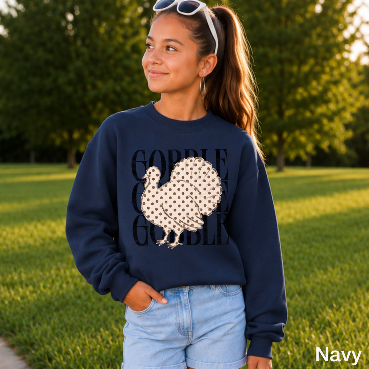 Gobble Thanksgiving Youth Crewneck Sweatshirt