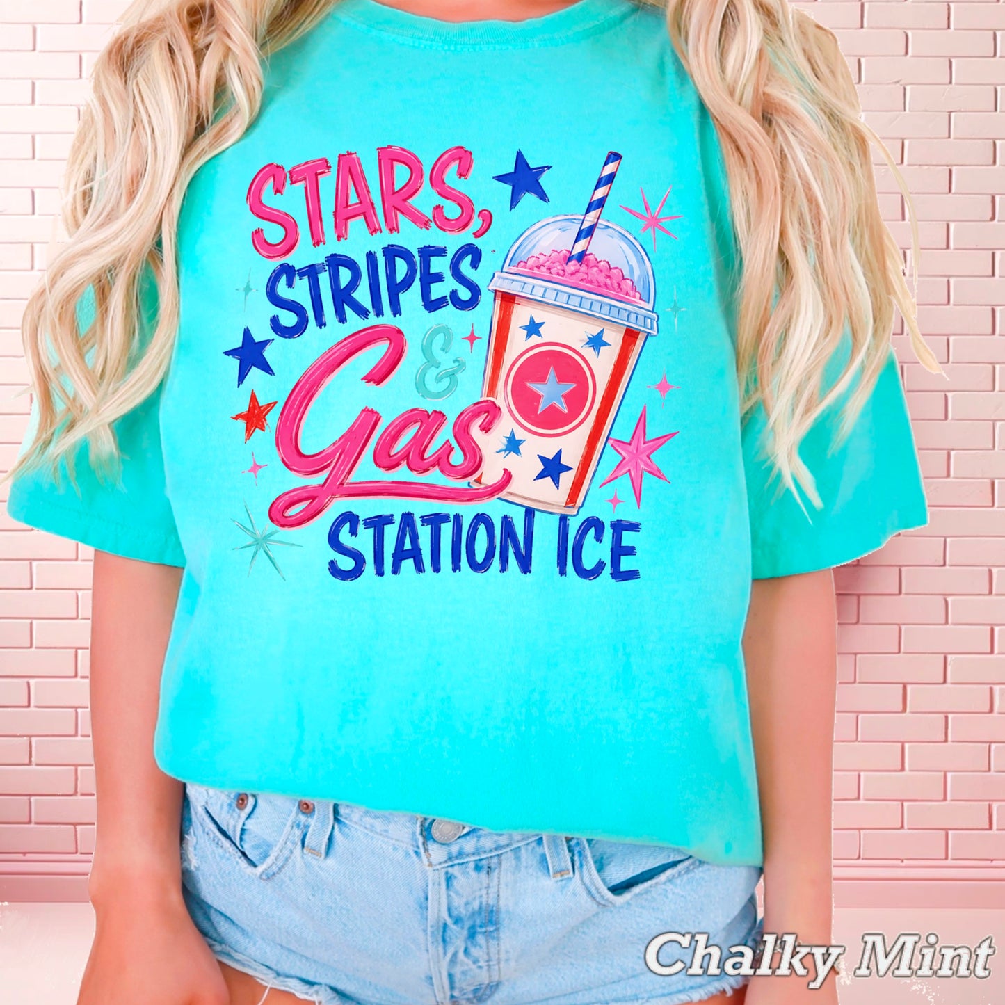Stars Stripes & Gas Station Ice Comfort Color Graphic Tee