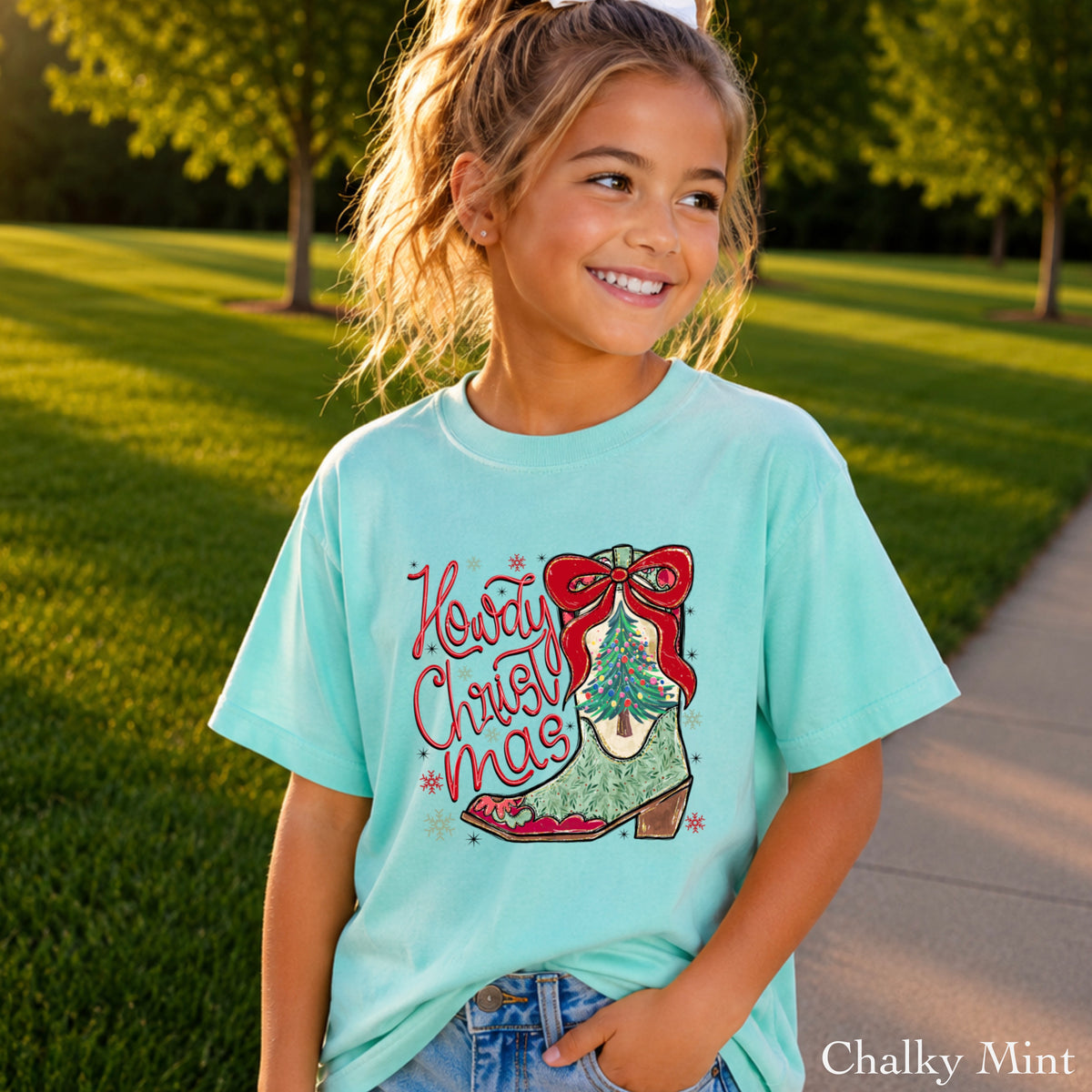 Howdy Christmas Youth Comfort Color T-Shirt
