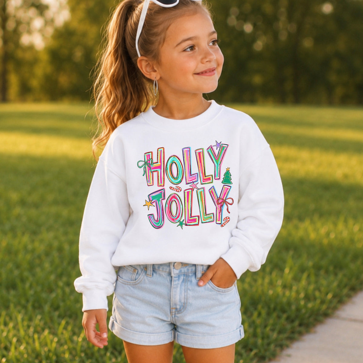 Holly Jolly Christmas Youth Crewneck Sweatshirt