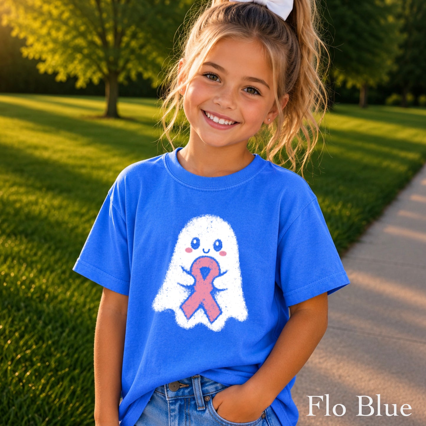 Breast Cancer Ghost Youth Comfort Color T-Shirt