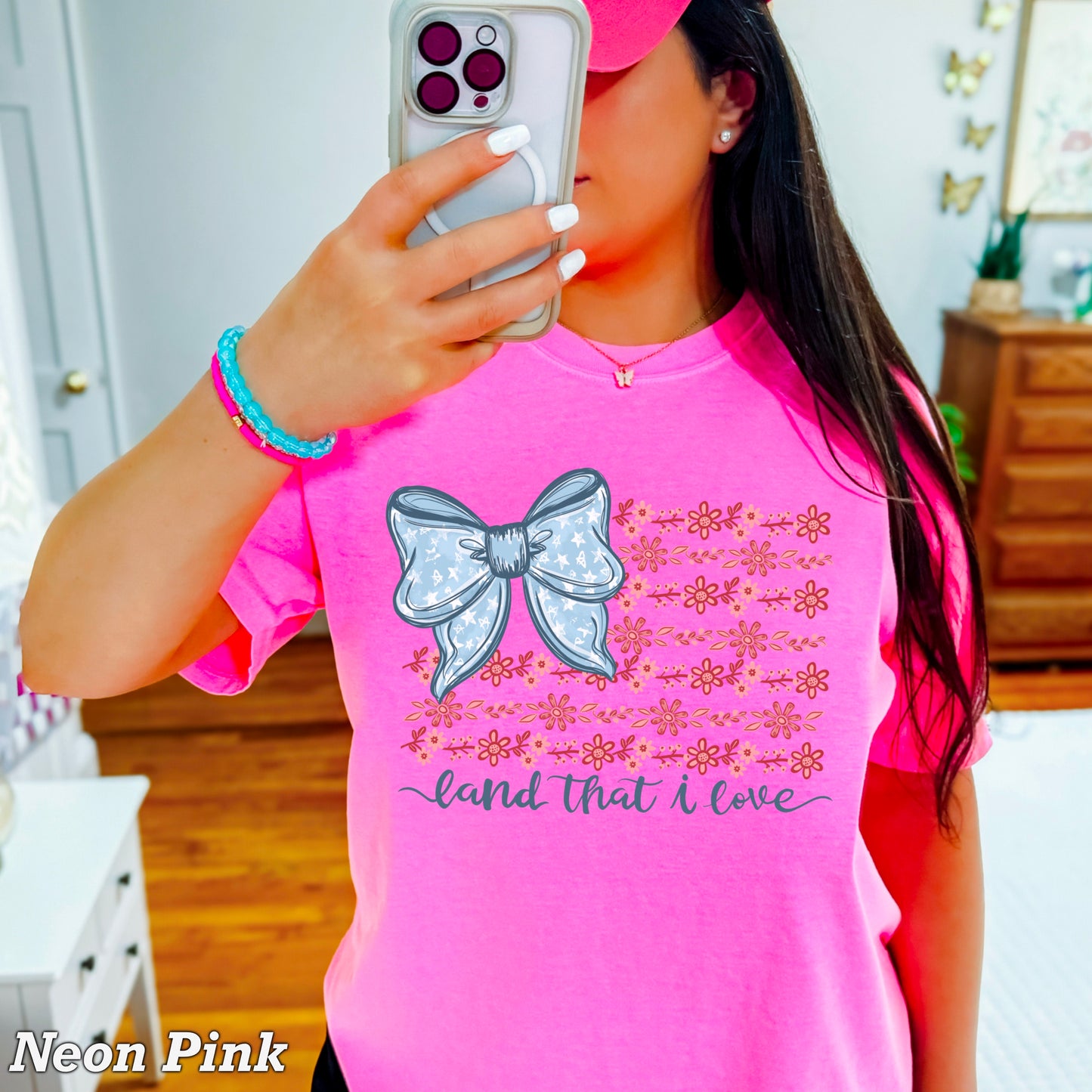 Land Of The Free Patriotic Comfort Color Graphic Tee