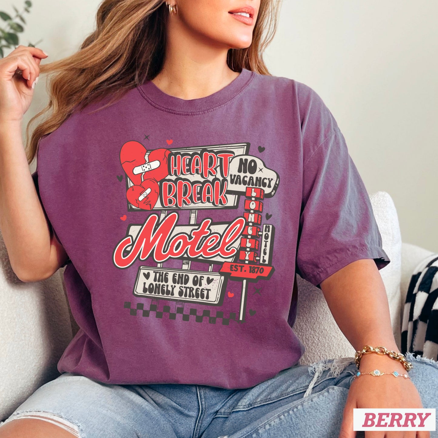 Heart Break Motel Valentine’s Day Comfort Color Graphic Tee