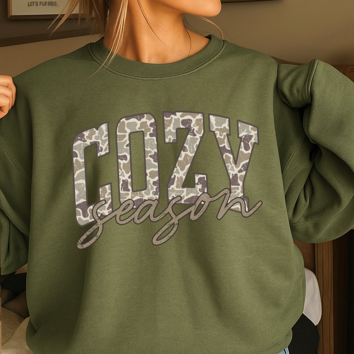 Camo Cozy Season Crewneck Sweatshirt