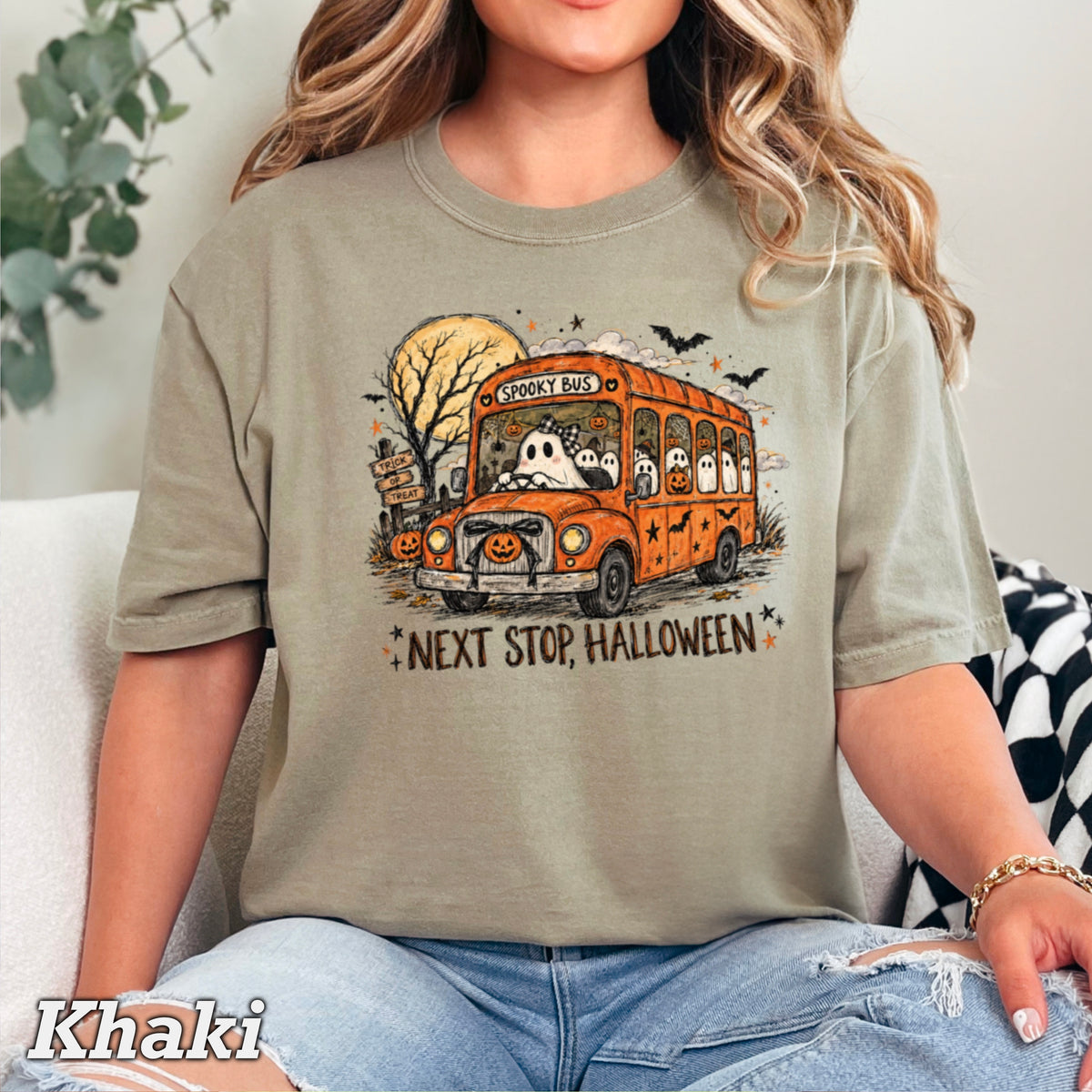 Next Stop Halloween Comfort Color Graphic Tee