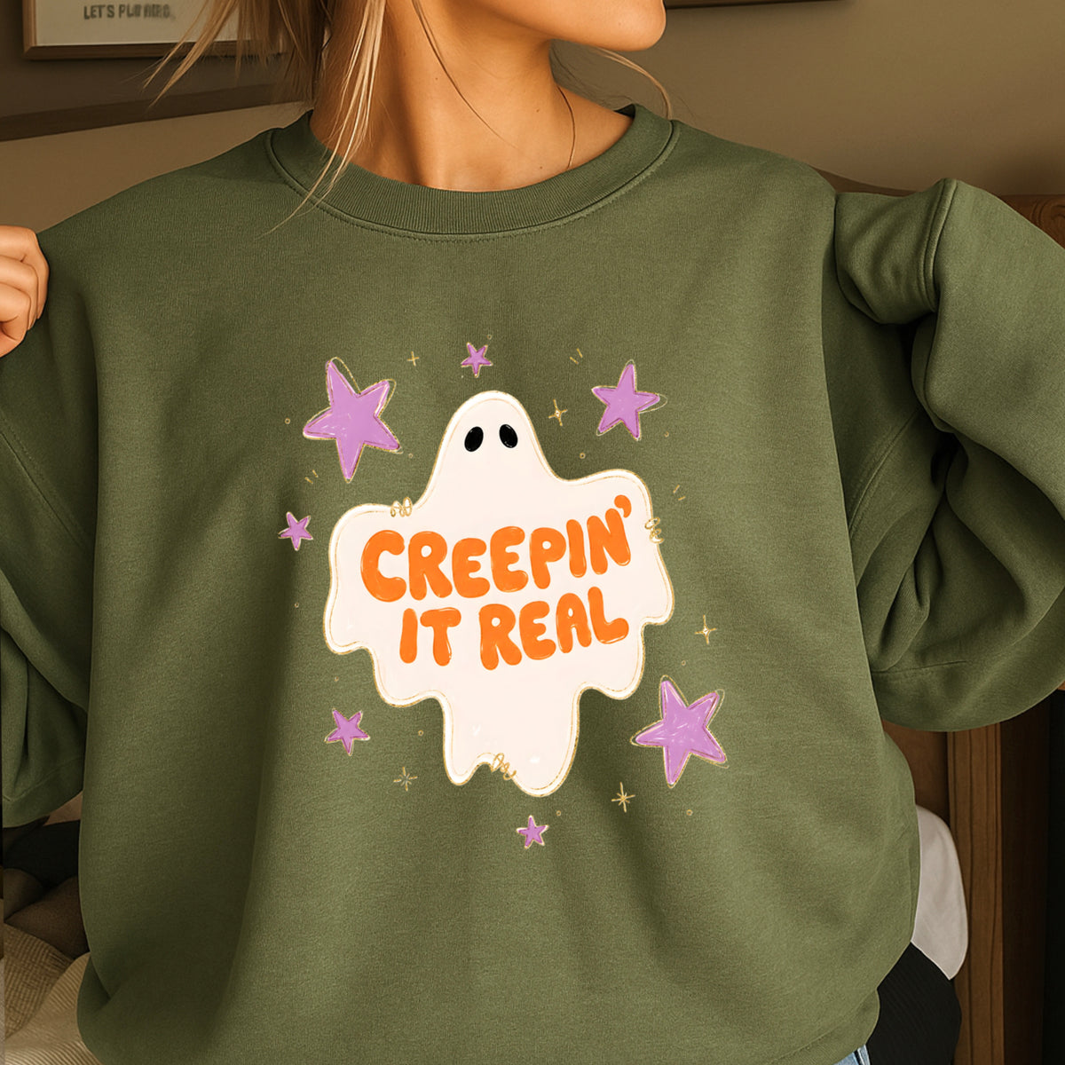 Creepin It Real Halloween Crewneck Sweatshirt