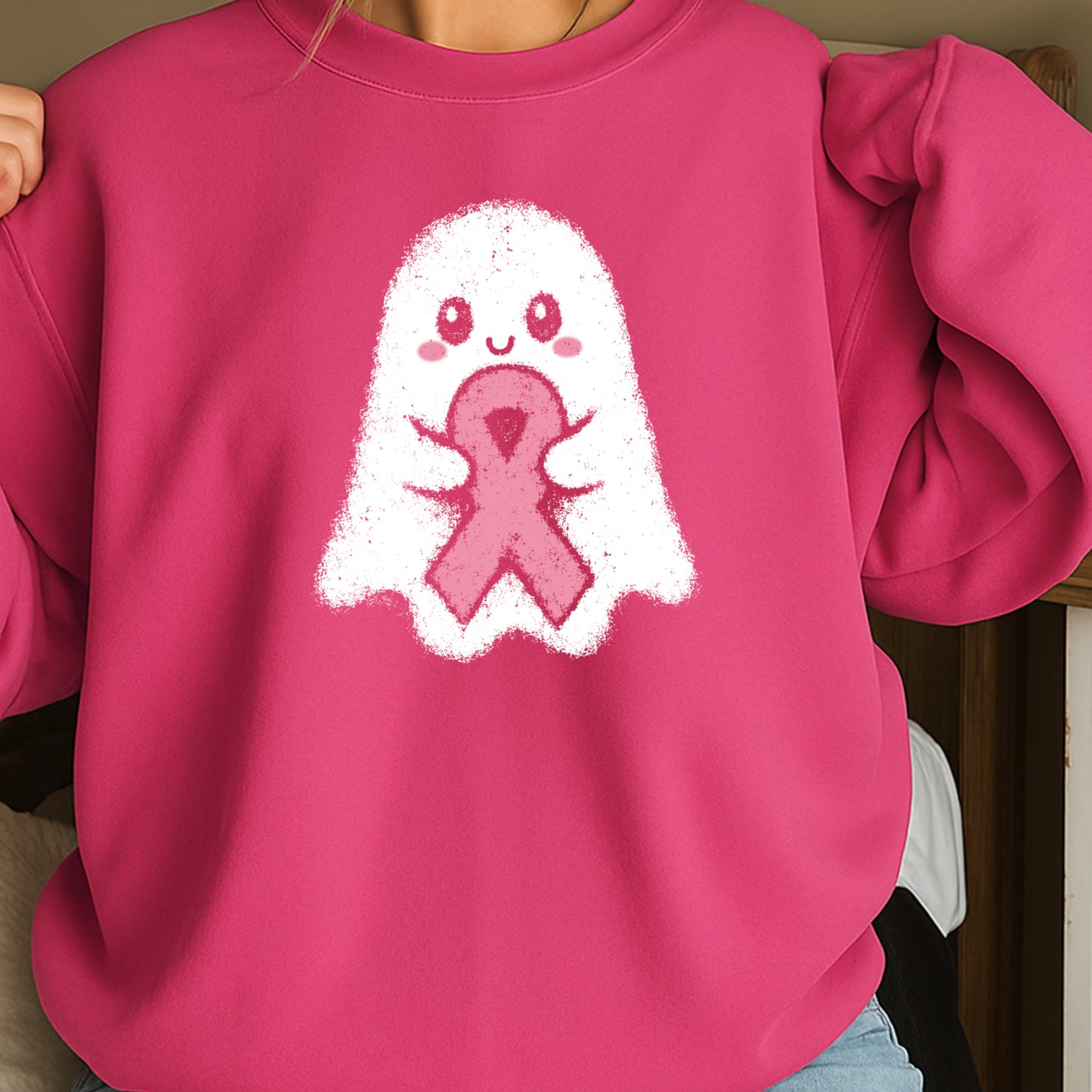Breast Cancer Ghost Crewneck Sweatshirt