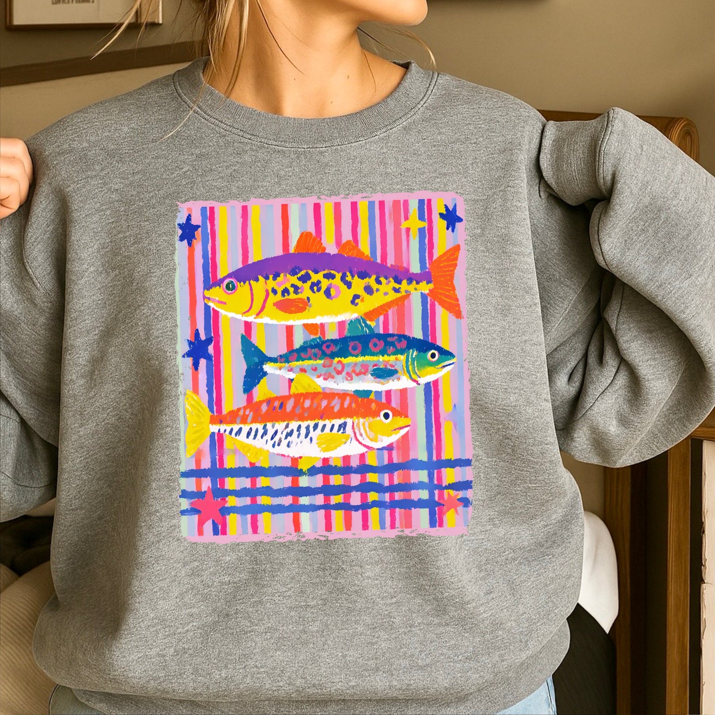 Preppy Fish Crewneck Sweatshirt