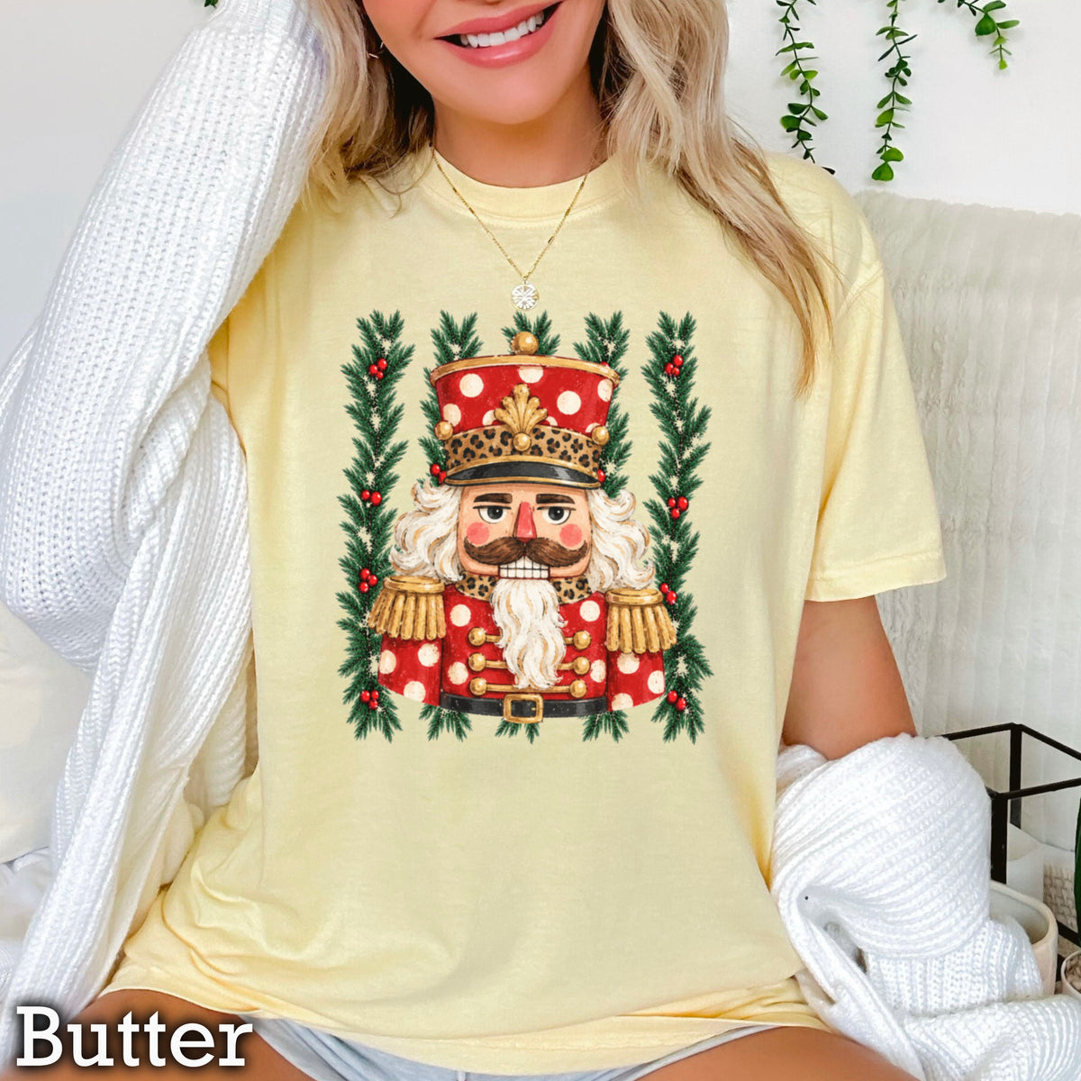 Preppy Nutcracker Christmas Comfort Color Graphic Tee