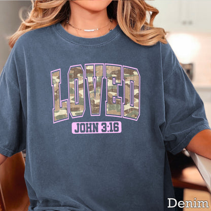 Camo John 3:16 Valentine’s Day Comfort Color Graphic Tee