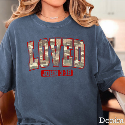Camo John 3:16 Valentine’s Day Comfort Color Graphic Tee