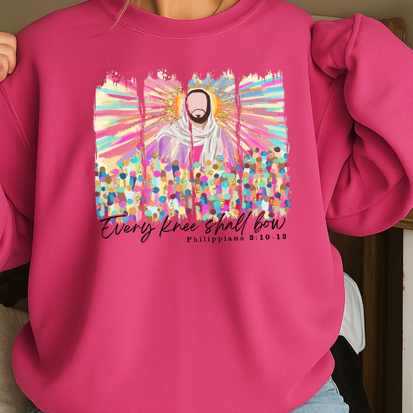 Every Knee Shall Bow Easter Crewneck Sweatshirt