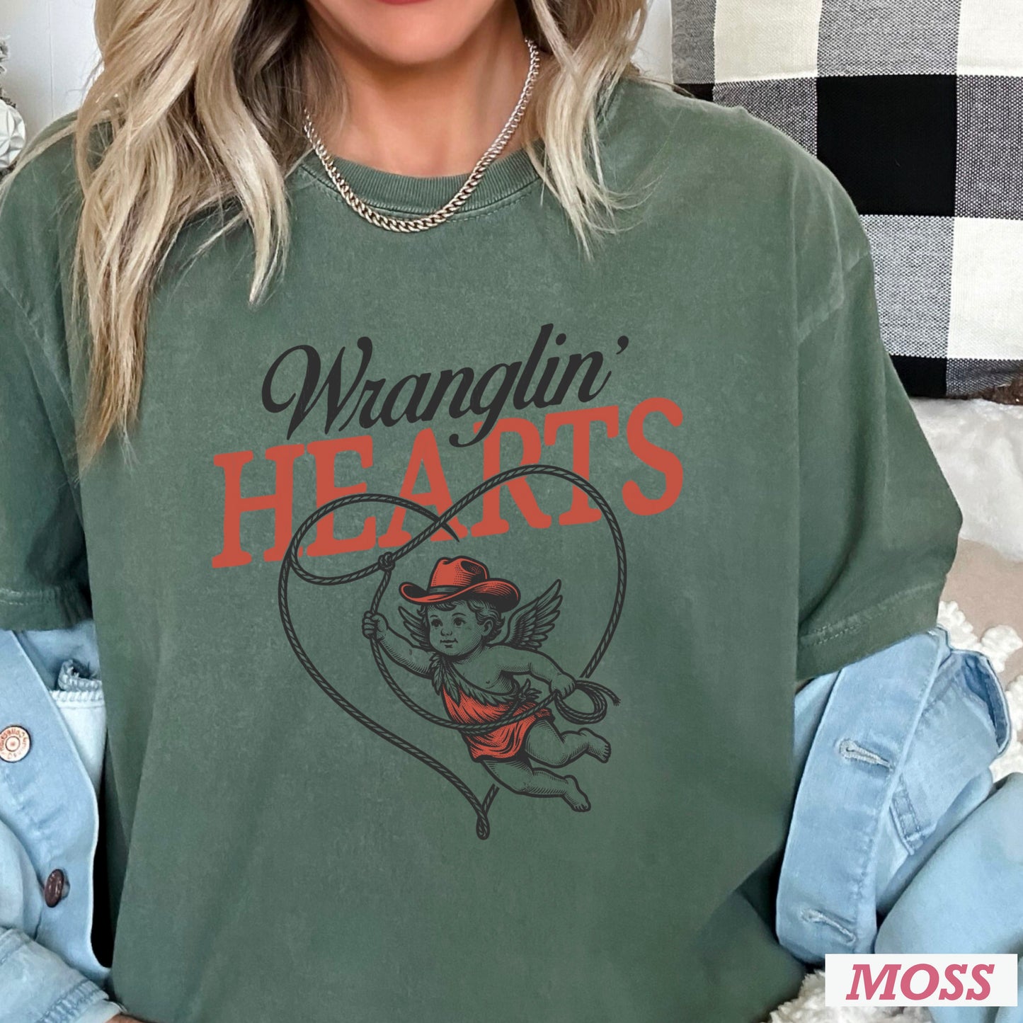 Wranglin Hearts Valentine’s Day Comfort Color Graphic Tee