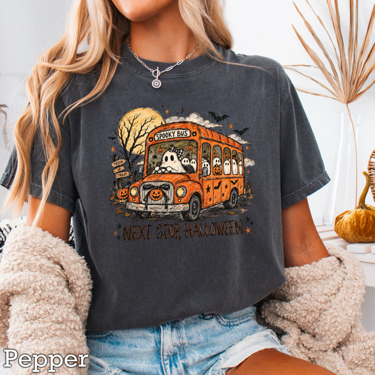 Next Stop Halloween Comfort Color Graphic Tee