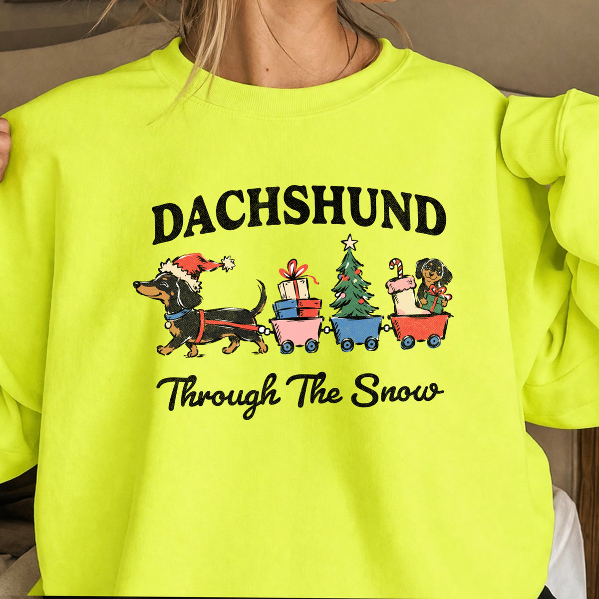 Dachshund Through the Snow Christmas Crewneck Sweatshirt