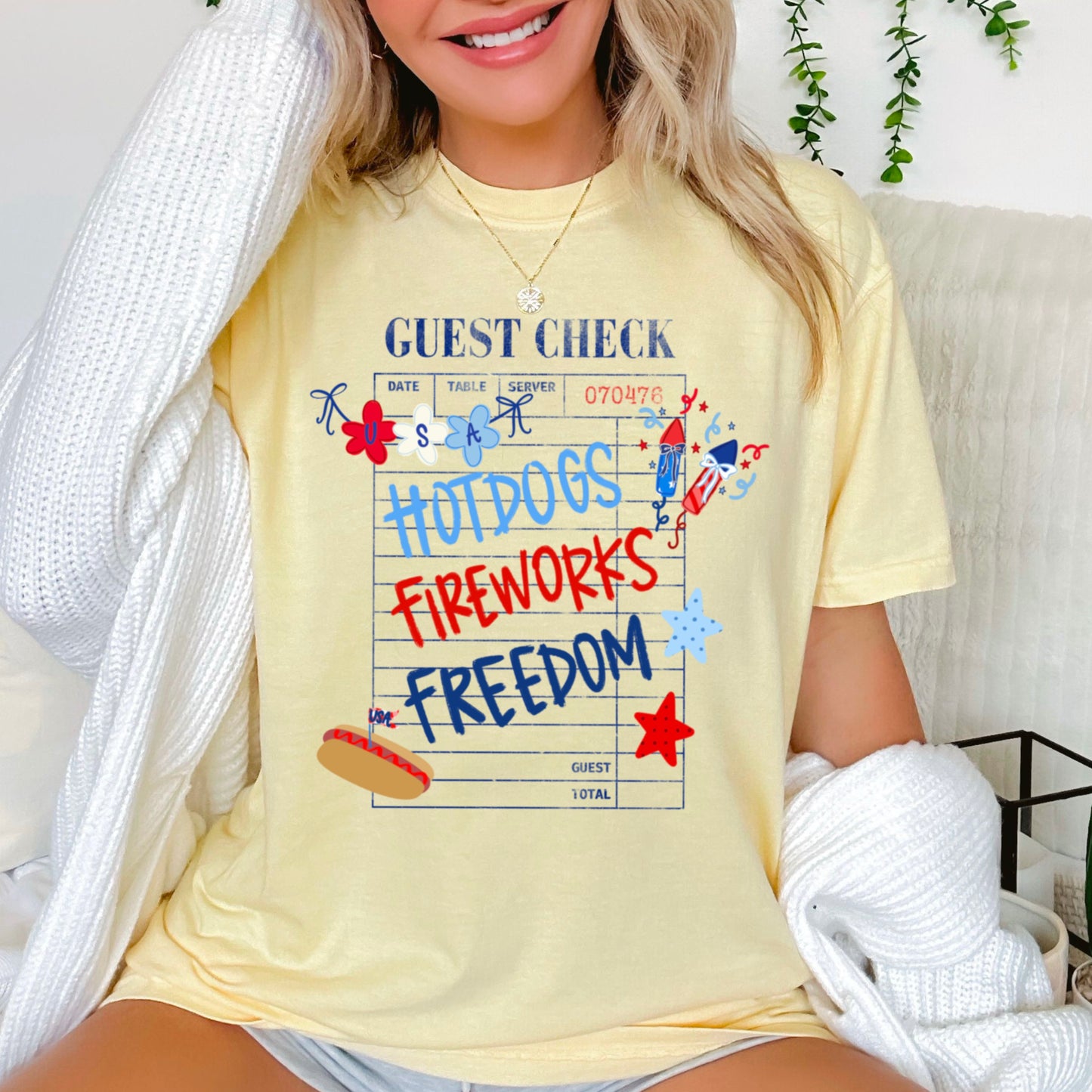 Guest Check July 4th Comfort Color Graphic Tee