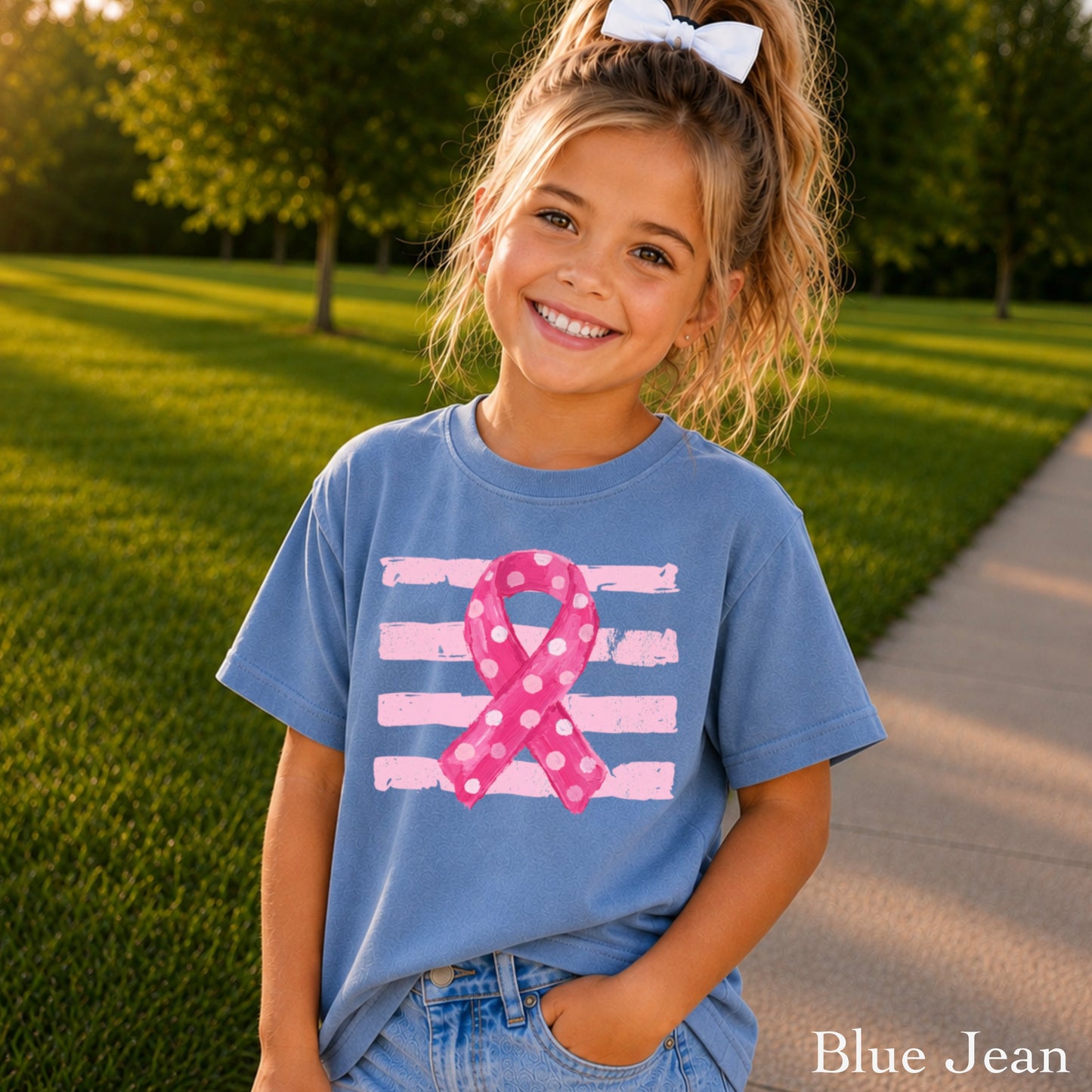 Breast Cancer Awareness Ribbon Youth Comfort Color T-Shirt