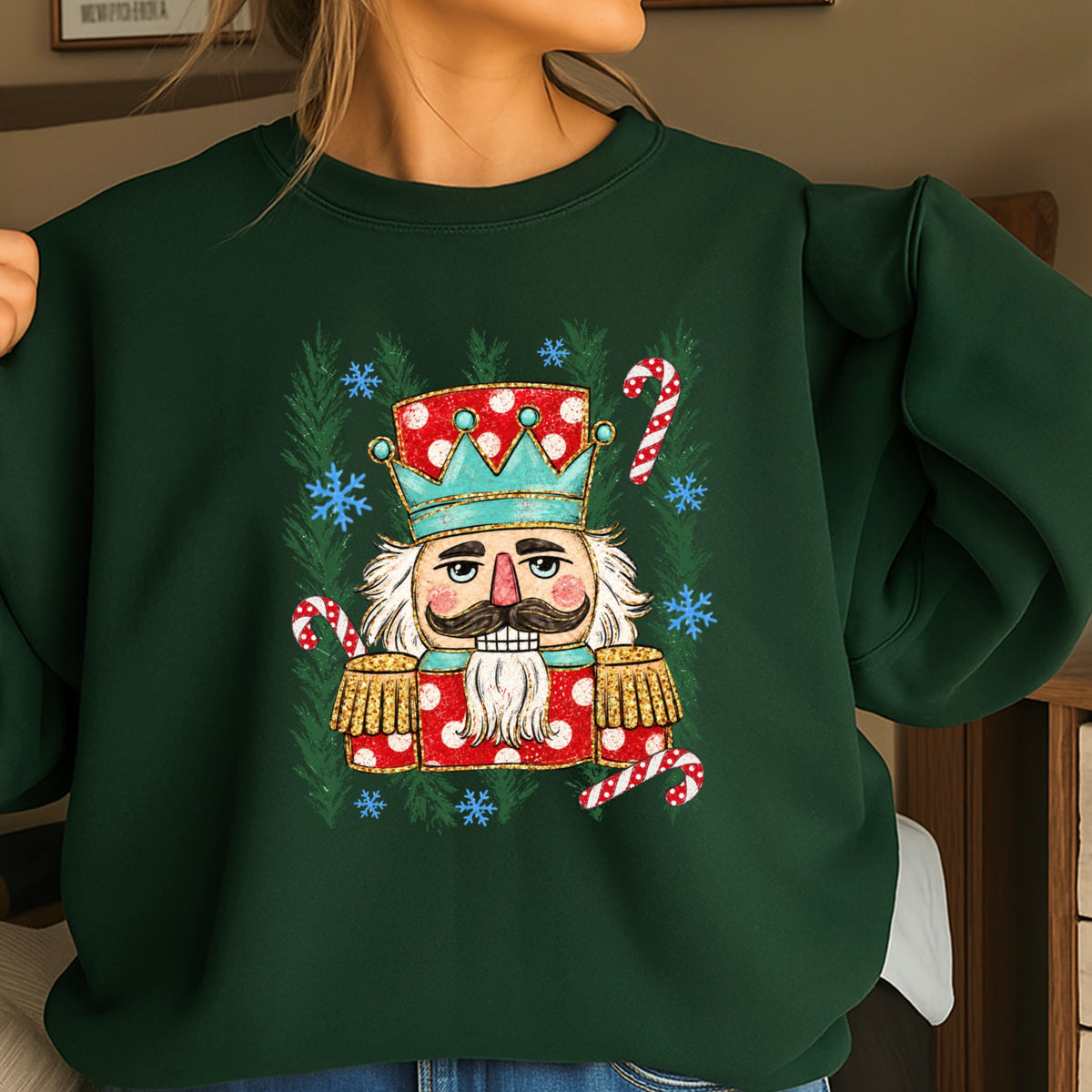 Preppy Nutcracker Christmas Crewneck Sweatshirt