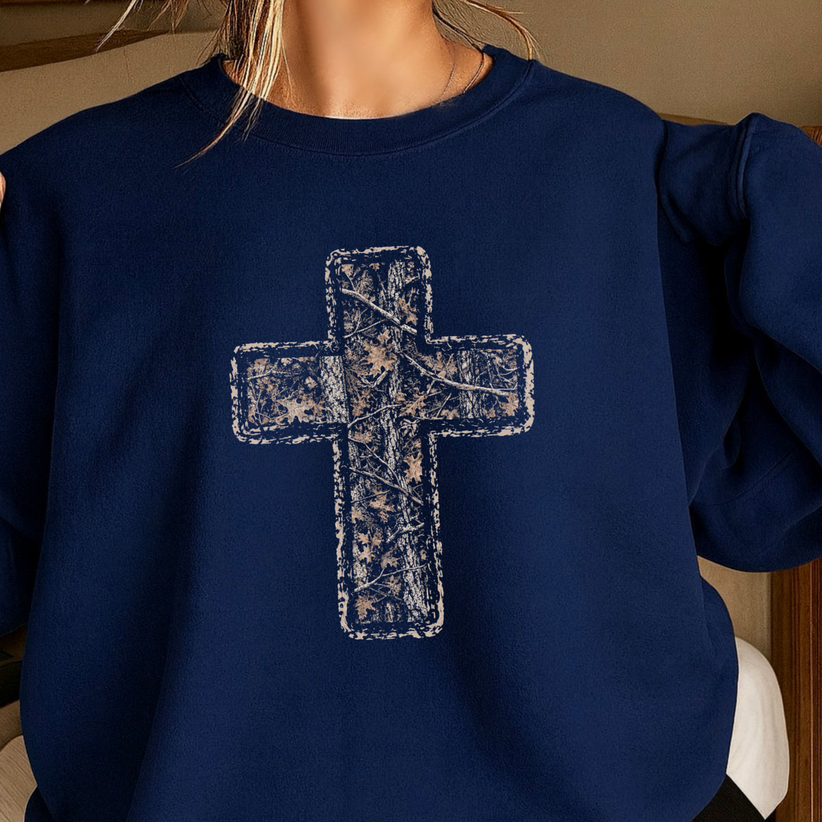 Camo Cross Christian Crewneck Sweatshirt