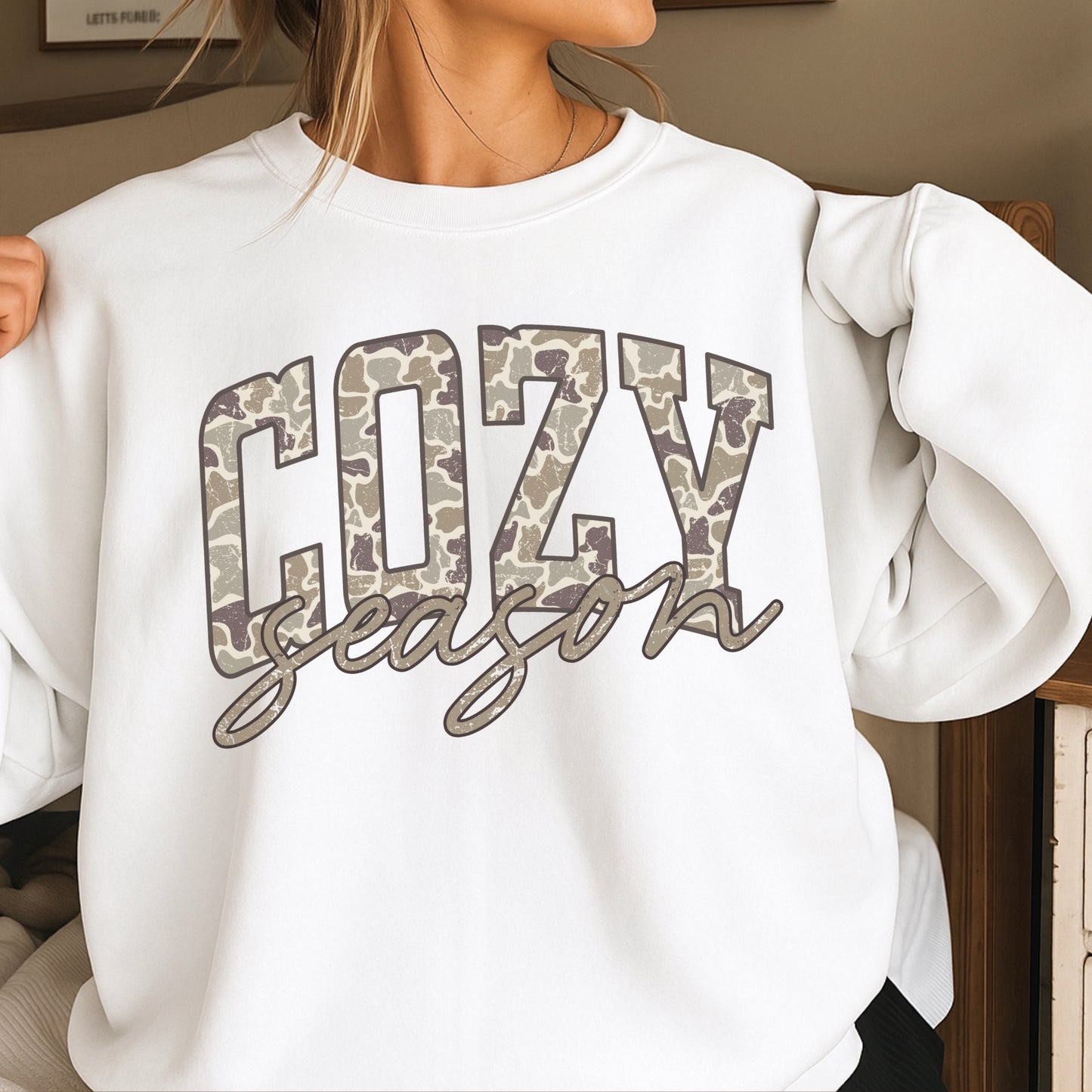 Camo Cozy Season Crewneck Sweatshirt