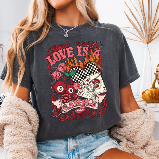 Love Is A Gamble Comfort Color Graphic Tee