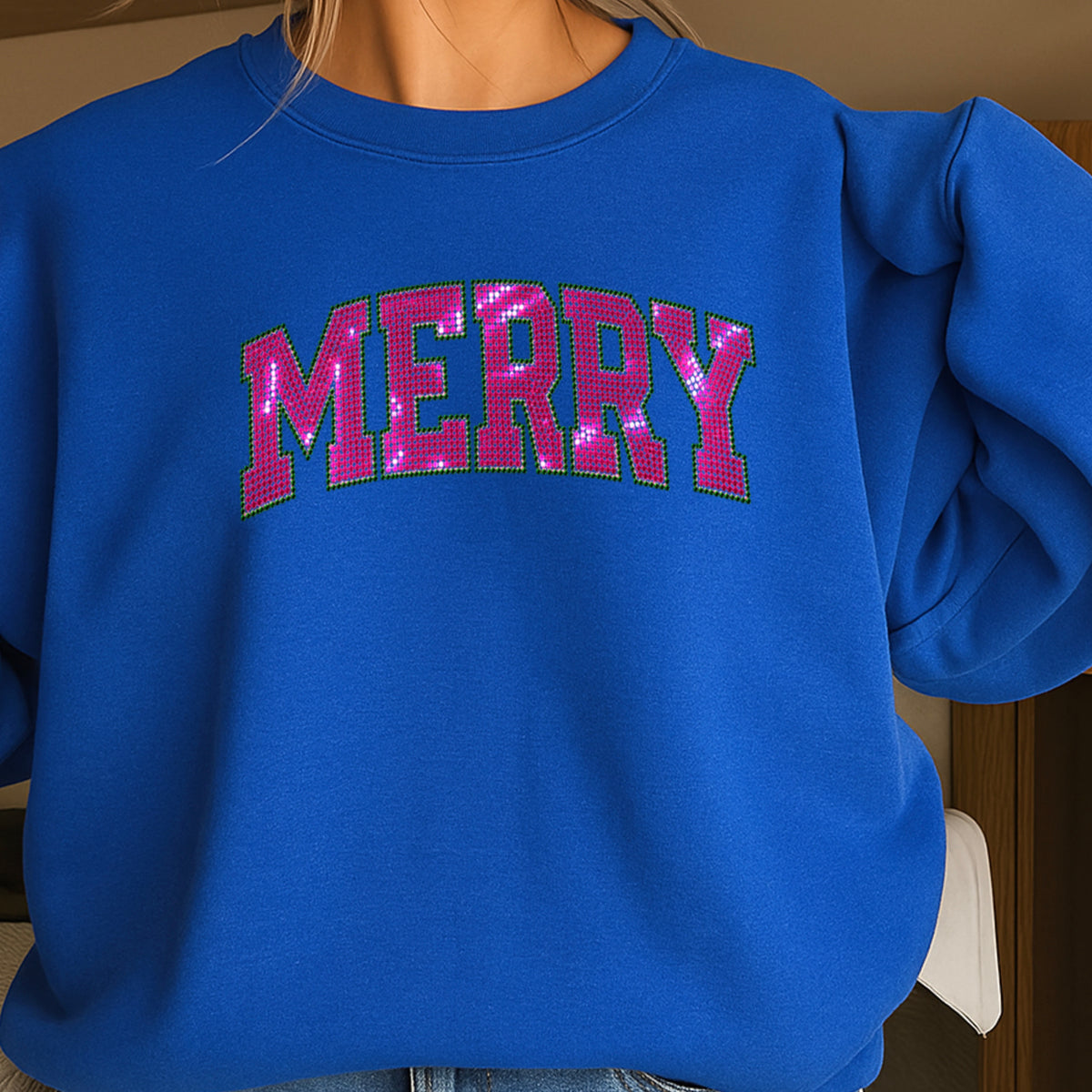Merry Real Spangles Christmas Crewneck Sweatshirt