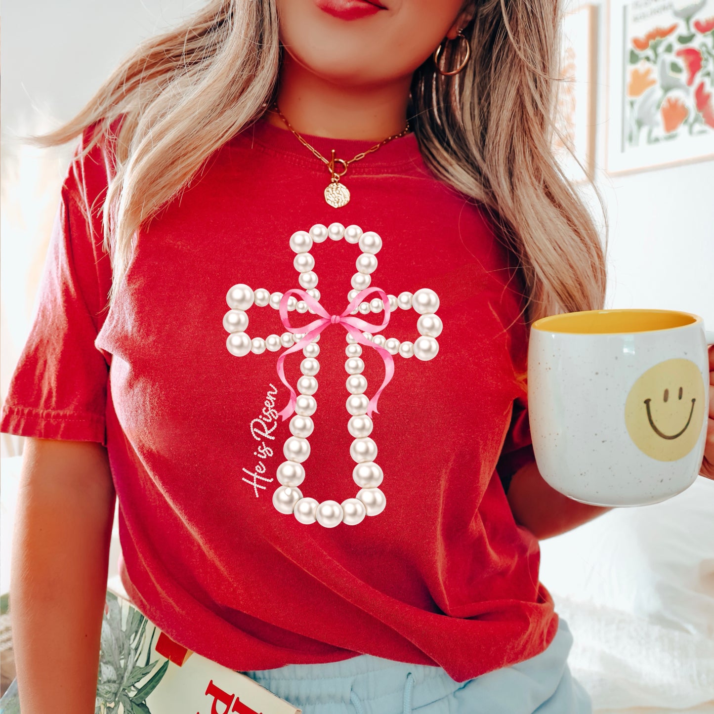 He Is Risen Easter Comfort Color Graphic Tee