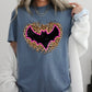 Leopard Bat Halloween Comfort Color Graphic Tee