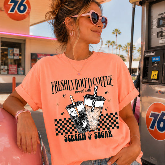 Freshly Boo’d Coffee Halloween Comfort Color Graphic Tee