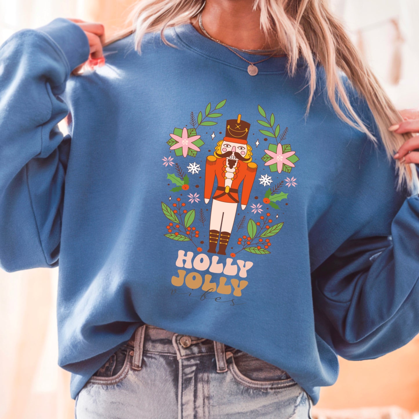 Holly Jolly Vibes Nutcracker Crewneck Sweatshirt