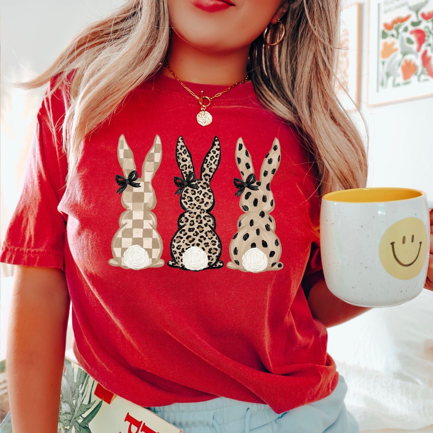 Easter Rabbit Trio Easter Comfort Color Graphic Tee