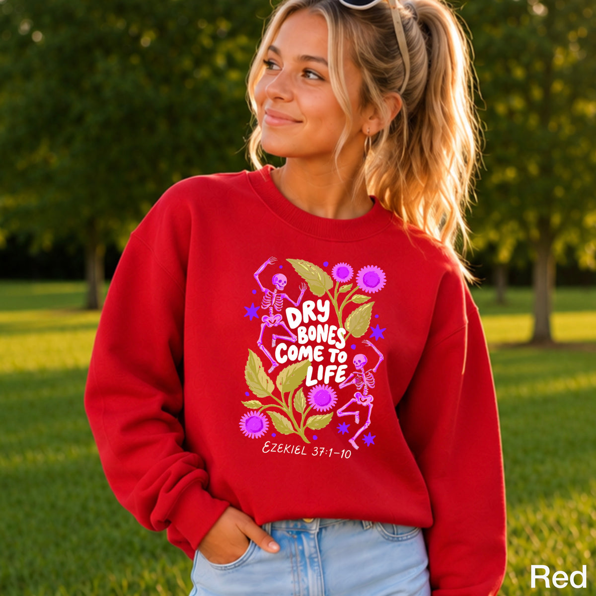 Dry Bones Come To Life White Lettering Youth Crewneck Sweatshirt