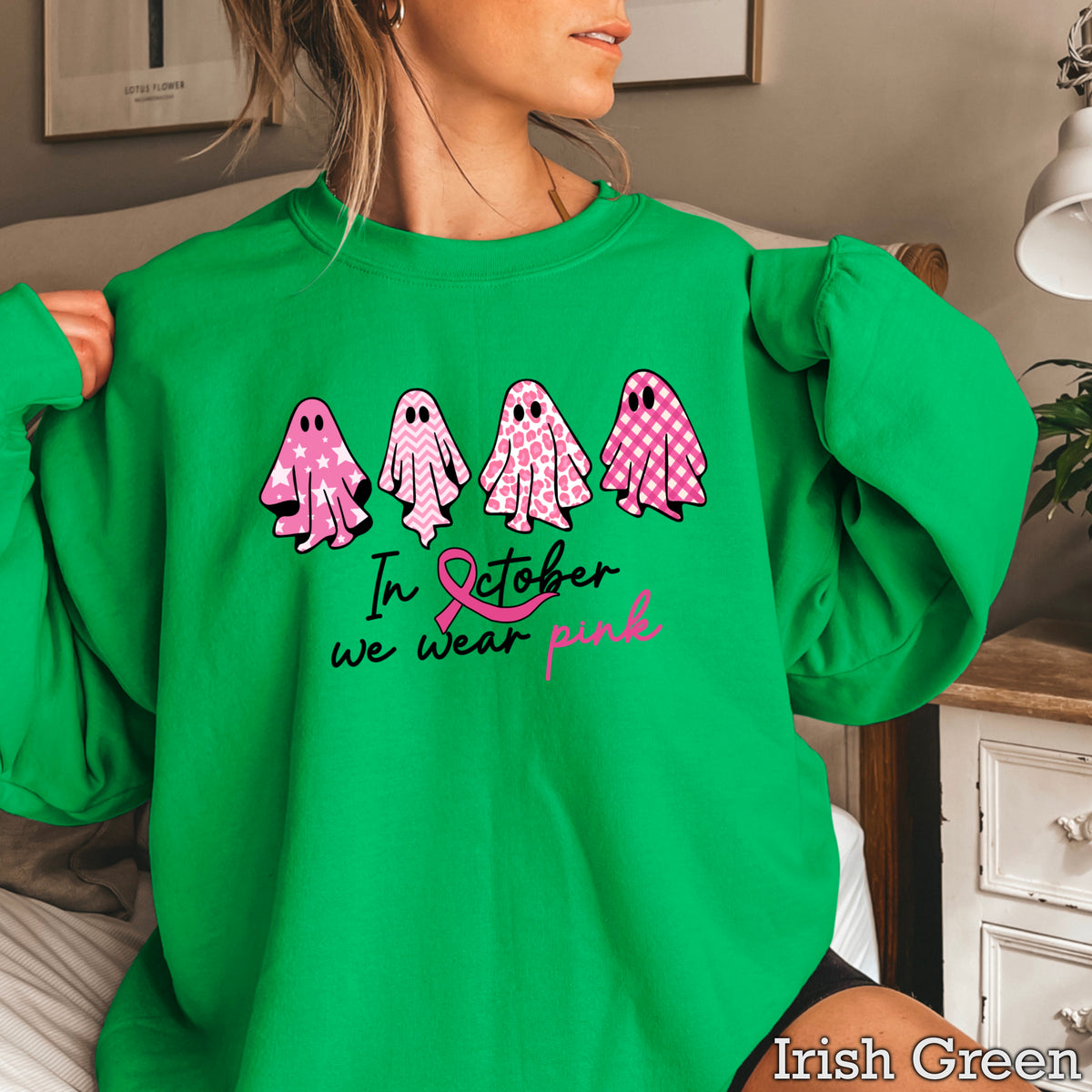 In October We Wear Pink Crewneck Sweatshirt