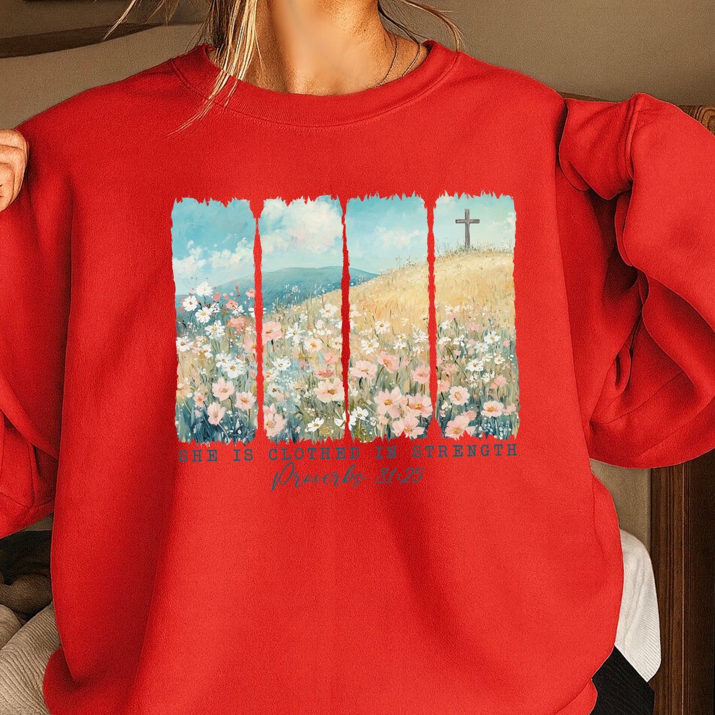 She Is Clothed Christian Crewneck Sweatshirt