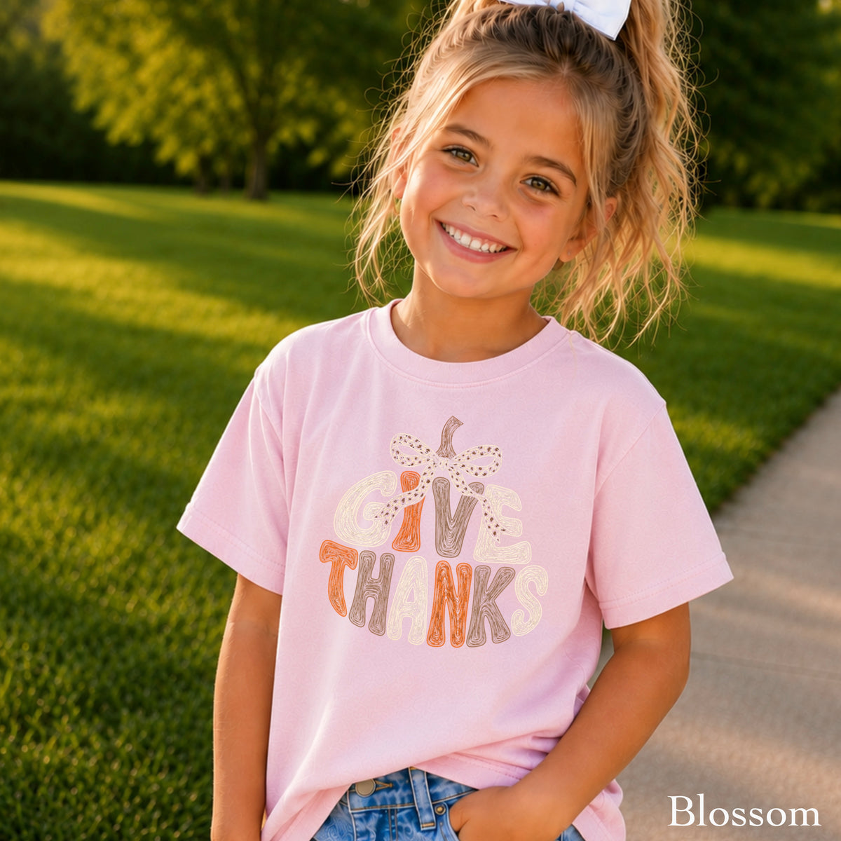 Give Thanks Thanksgiving Youth Comfort Color T-Shirt