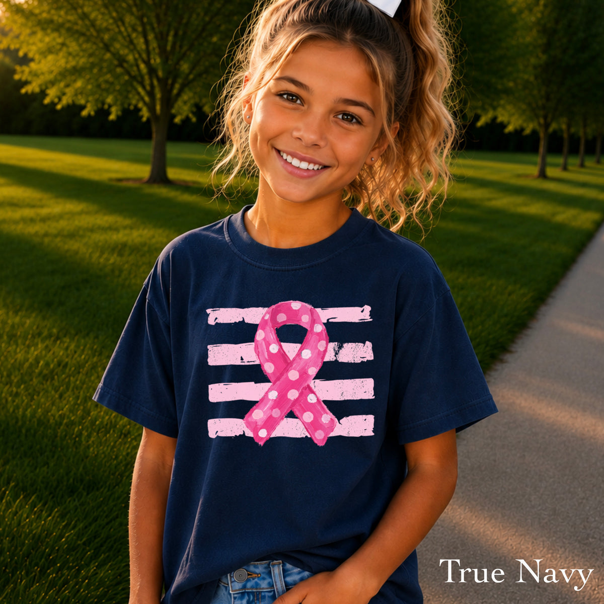Breast Cancer Awareness Ribbon Youth Comfort Color T-Shirt