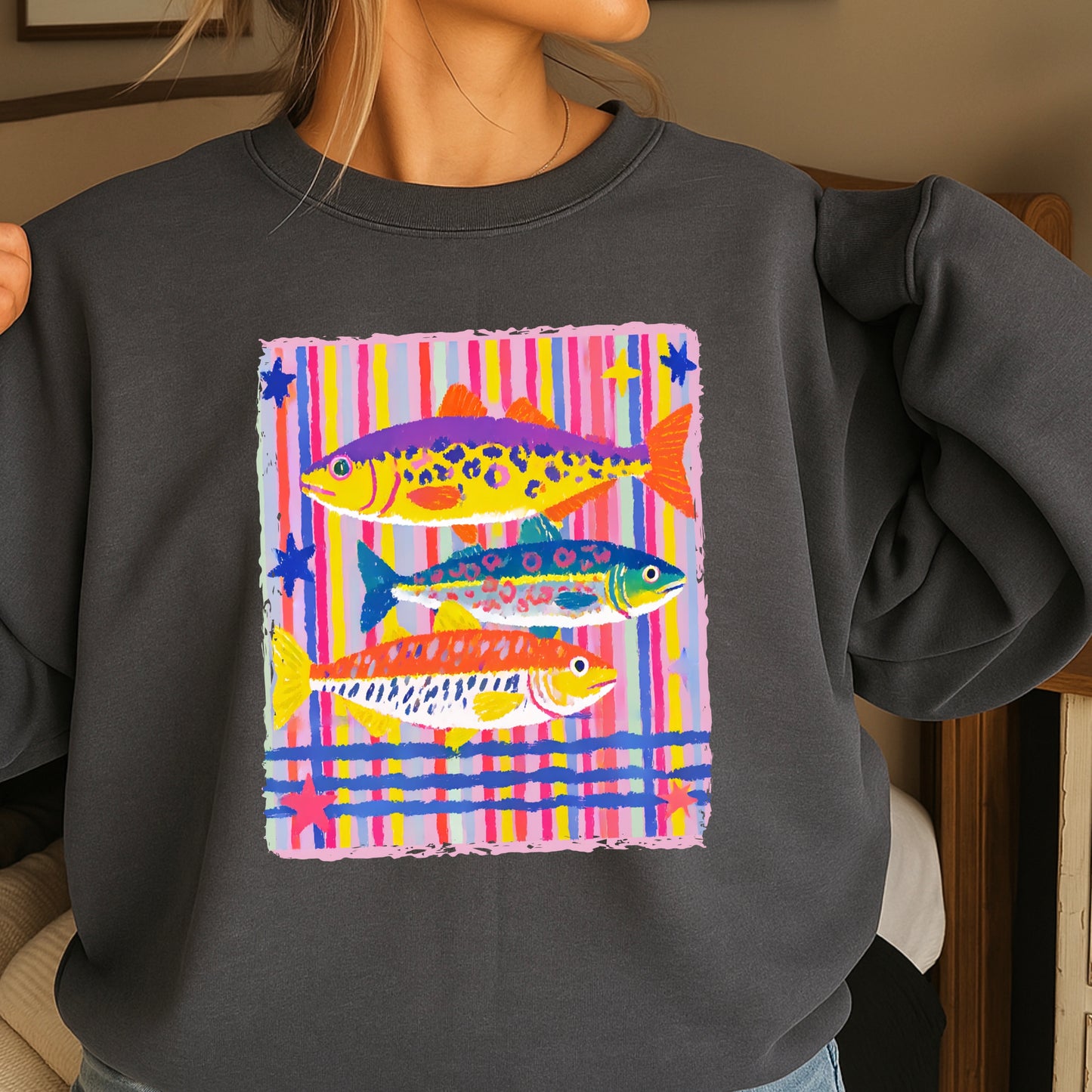 Preppy Fish Crewneck Sweatshirt