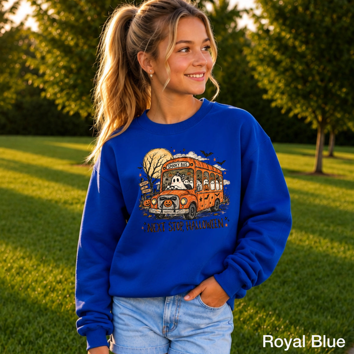 Next Stop Halloween Youth Crewneck Sweatshirt