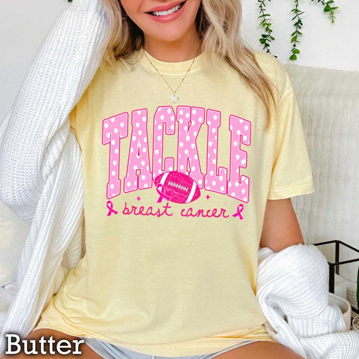Tackle Breast Cancer Comfort Color Graphic Tee