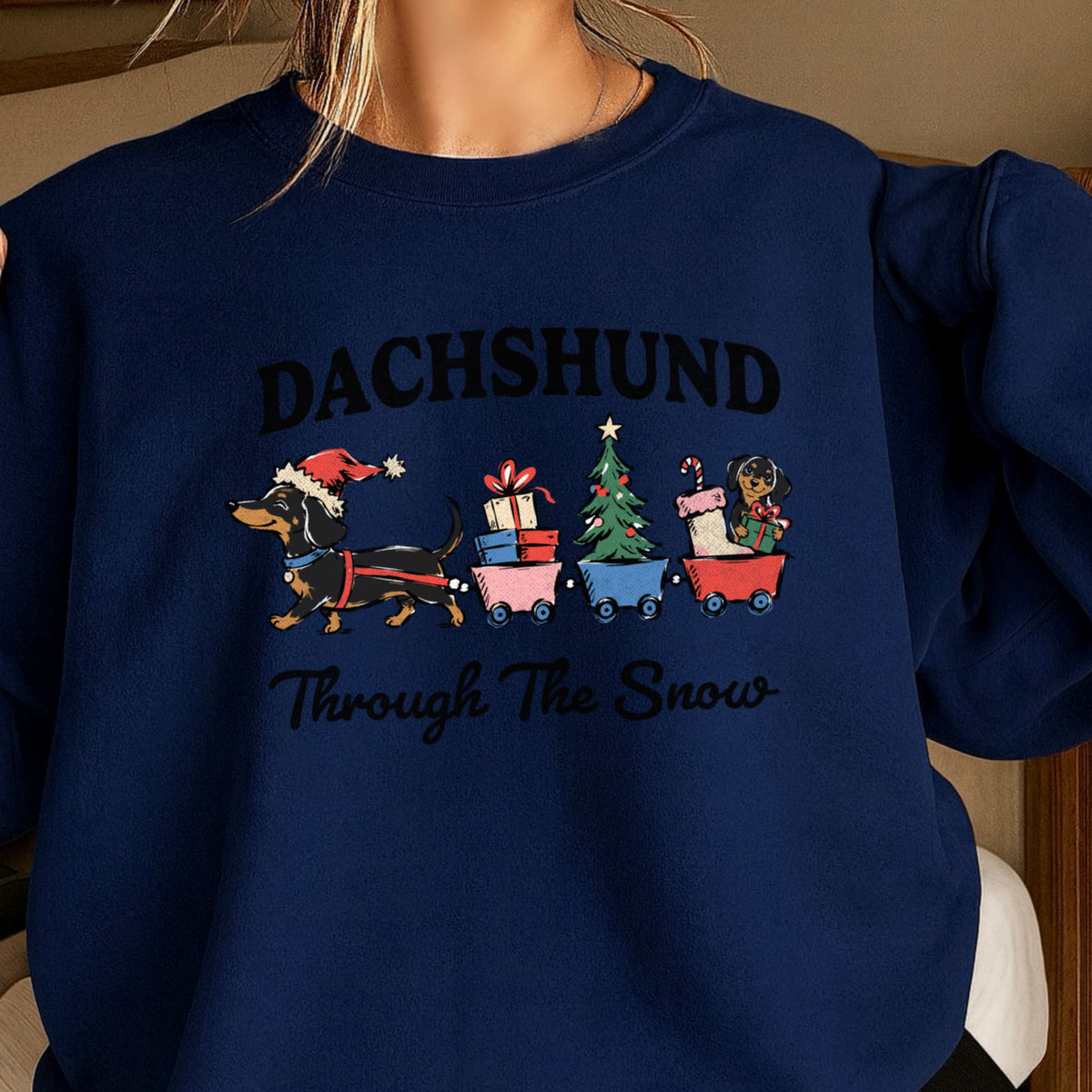 Dachshund Through the Snow Christmas Crewneck Sweatshirt