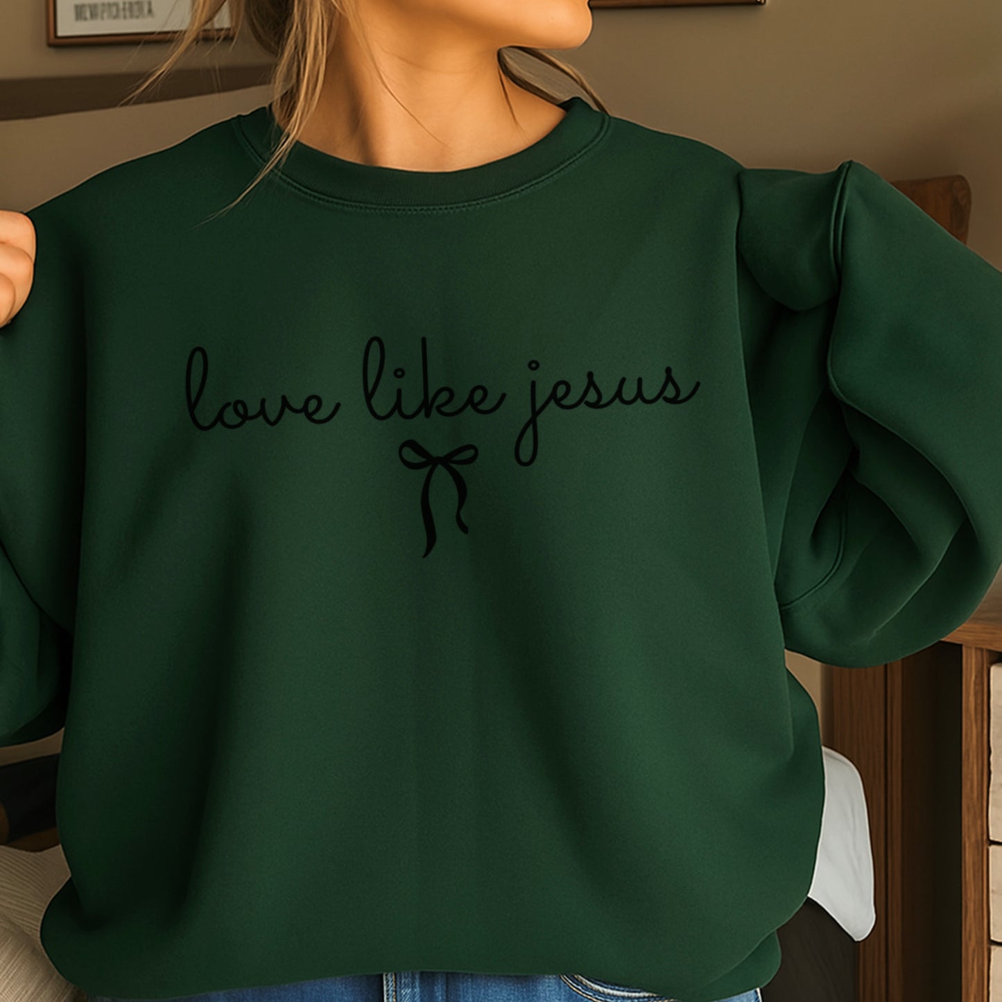 Love Like Jesus Christian Graphic Crewneck Sweatshirt